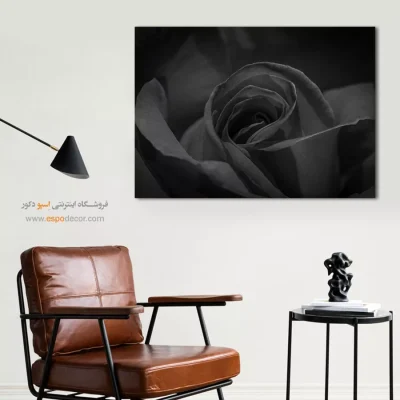 تابلو عاشقانه برای اتاق خواب - قلب رز – تابلو سیاه و سفید - اسپو دکور