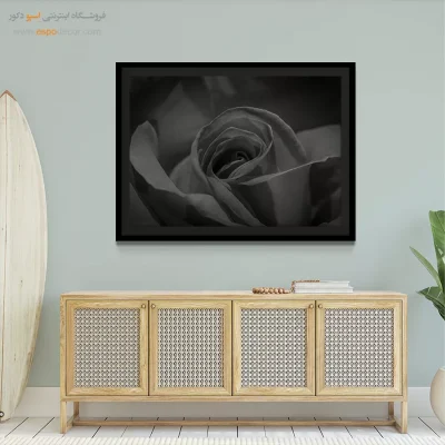 تابلو عاشقانه برای اتاق خواب - قلب رز – تابلو سیاه و سفید - اسپو دکور
