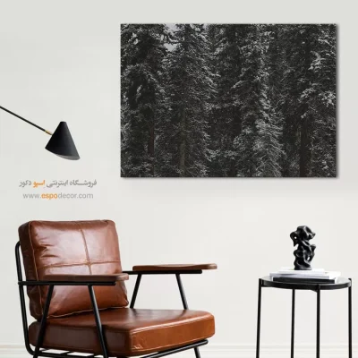 دکوراسیون rustic - برف و کاج – تابلو سیاه و سفید - اسپو دکور