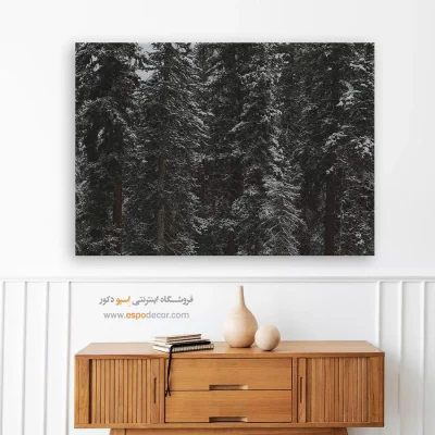 دکوراسیون rustic - برف و کاج – تابلو سیاه و سفید - اسپو دکور