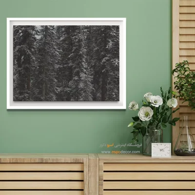 دکوراسیون rustic - برف و کاج – تابلو سیاه و سفید - اسپو دکور