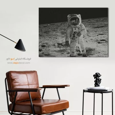 نخستین قدم – تابلو سیاه و سفید - تابلو فضانورد - اسپو دکور