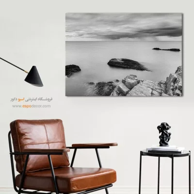 تابلو دکوراسیون آرامش بخش - دریای ابریشمی – تابلو سیاه و سفید - اسپو دکور