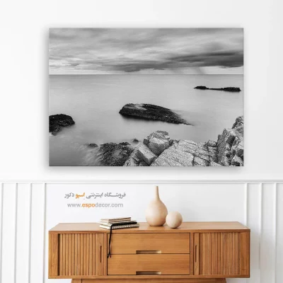 تابلو دکوراسیون آرامش بخش - دریای ابریشمی – تابلو سیاه و سفید - اسپو دکور