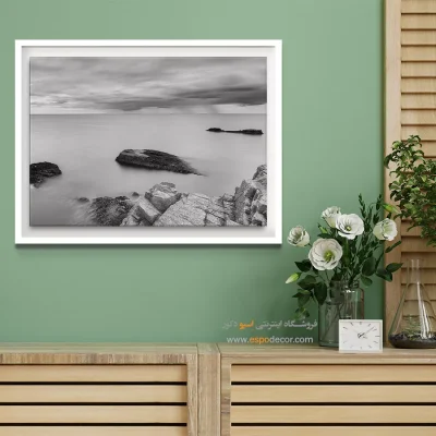 تابلو دکوراسیون آرامش بخش - دریای ابریشمی – تابلو سیاه و سفید - اسپو دکور