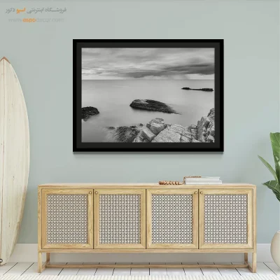 تابلو دکوراسیون آرامش بخش - دریای ابریشمی – تابلو سیاه و سفید - اسپو دکور