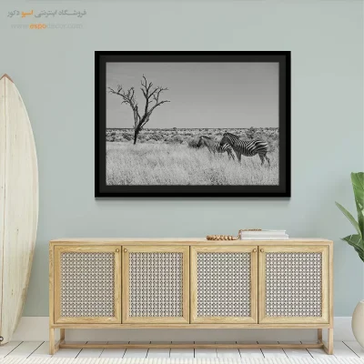 تابلو گورخر - همراهان ساوانا – تابلو سیاه و سفید - اسپو دکور