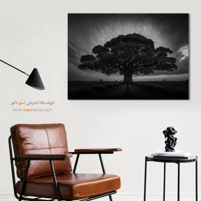 تابلو بزرگ طبیعت - تناور – تابلو سیاه و سفید - اسپو دکور
