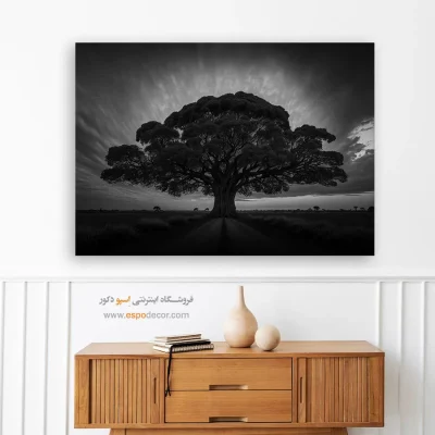 تابلو بزرگ طبیعت - تناور – تابلو سیاه و سفید - اسپو دکور