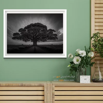 تابلو بزرگ طبیعت - تناور – تابلو سیاه و سفید - اسپو دکور