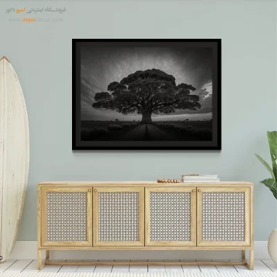 تابلو بزرگ طبیعت - تناور – تابلو سیاه و سفید - اسپو دکور