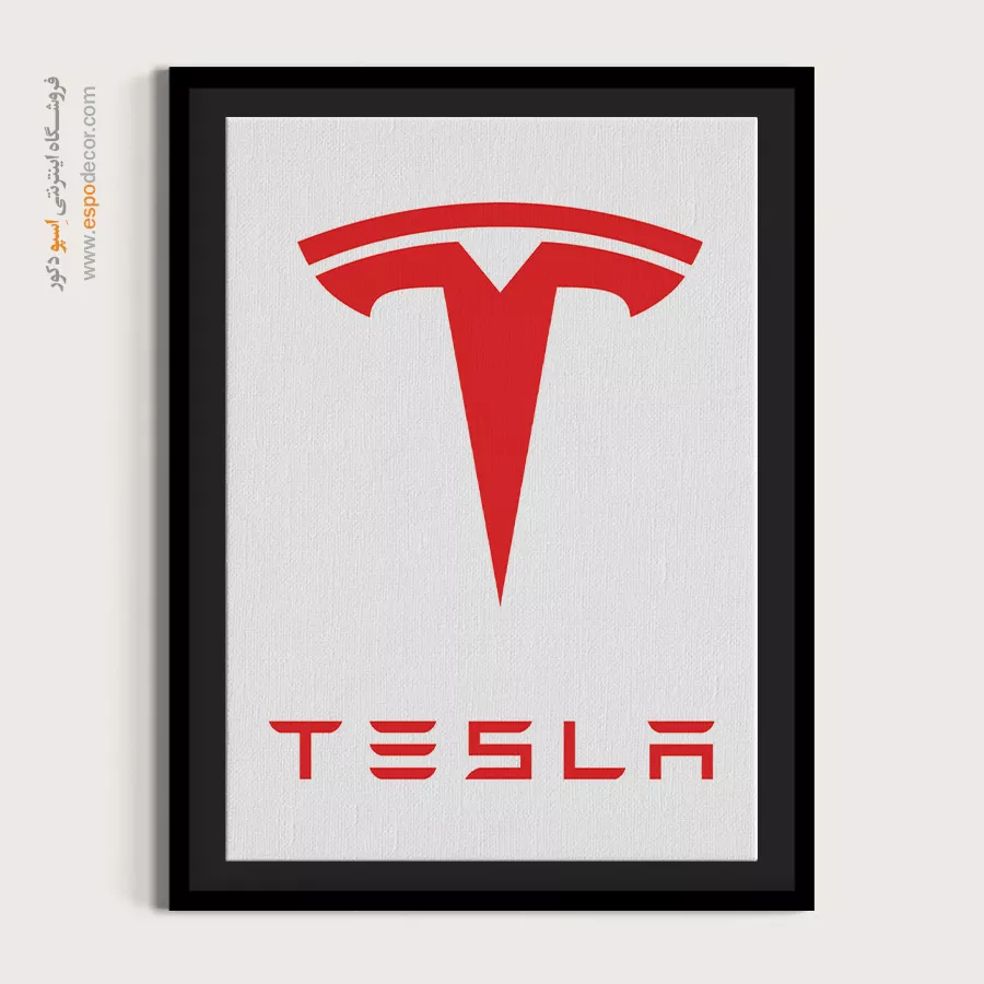 خرید تابلو برند ماشین تسلا - تسلا – تابلو لوگو ماشین - اسپو دکور
