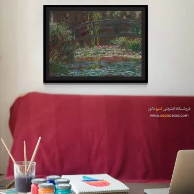 تابلو نقاشی دریاچه و گل