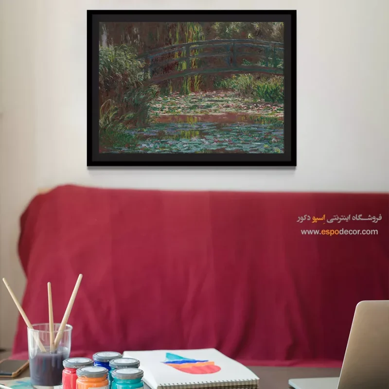 تابلو نقاشی دریاچه و گل