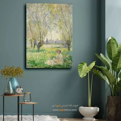 تابلو با منظره رود و درخت