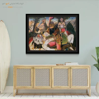 نبرد رستم و دیو سپید – تابلو نقاشی قهوه خانه ای - تابلو نقاشی های قهوه خانه ای - اسپو دکور