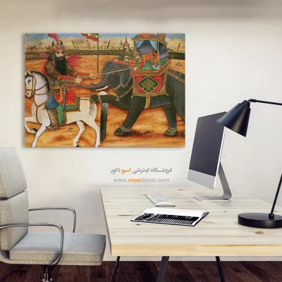 گرفتار شدن خاقان چین به کمند رستم – تابلو نقاشی قهوه خانه ای - اسپو دکور