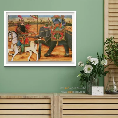 گرفتار شدن خاقان چین به کمند رستم – تابلو نقاشی قهوه خانه ای - اسپو دکور