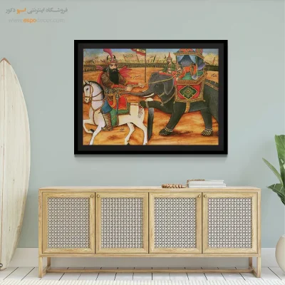 گرفتار شدن خاقان چین به کمند رستم – تابلو نقاشی قهوه خانه ای - اسپو دکور