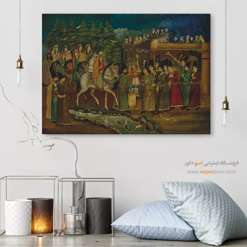 عروسی ناصرالدین شاه - تابلو نقاشی قهوه خانه ای - Image 6
