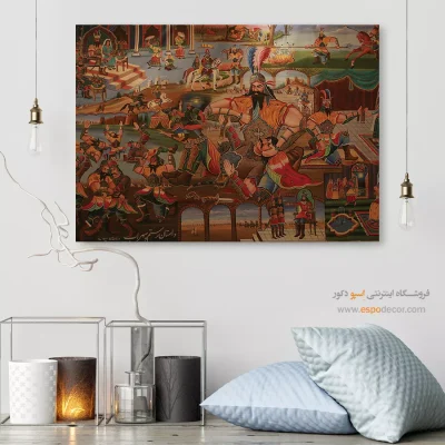 داستان رستم و سهراب – تابلو نقاشی قهوه خانه ای - اسپو دکور