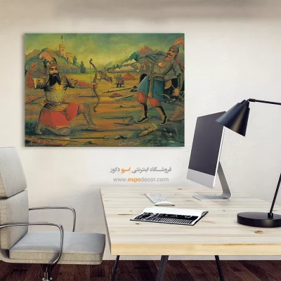جنگ رستم و اشکبوس – تابلو نقاشی قهوه خانه ای - اسپو دکور
