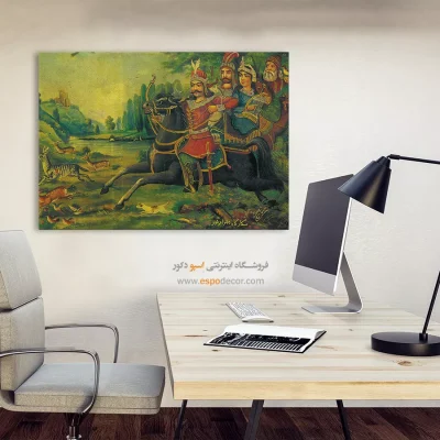 شکارگاه بهرام گور – تابلو نقاشی قهوه خانه ای - اسپو دکور