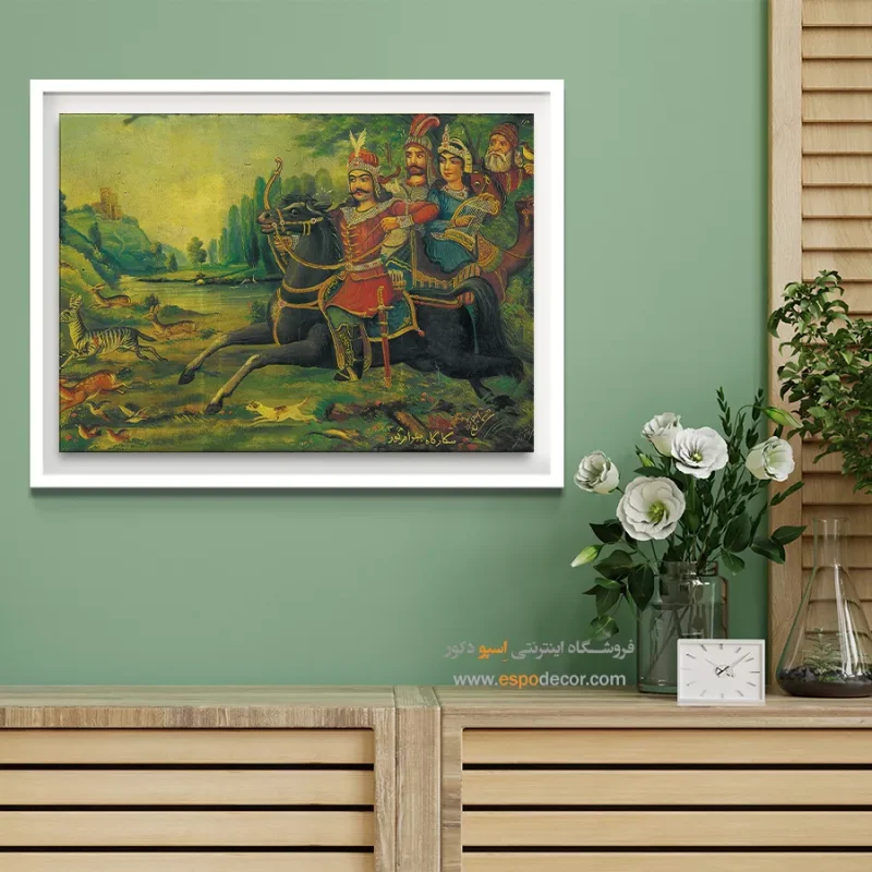 شکارگاه بهرام گور - تابلو نقاشی قهوه خانه ای - Image 3