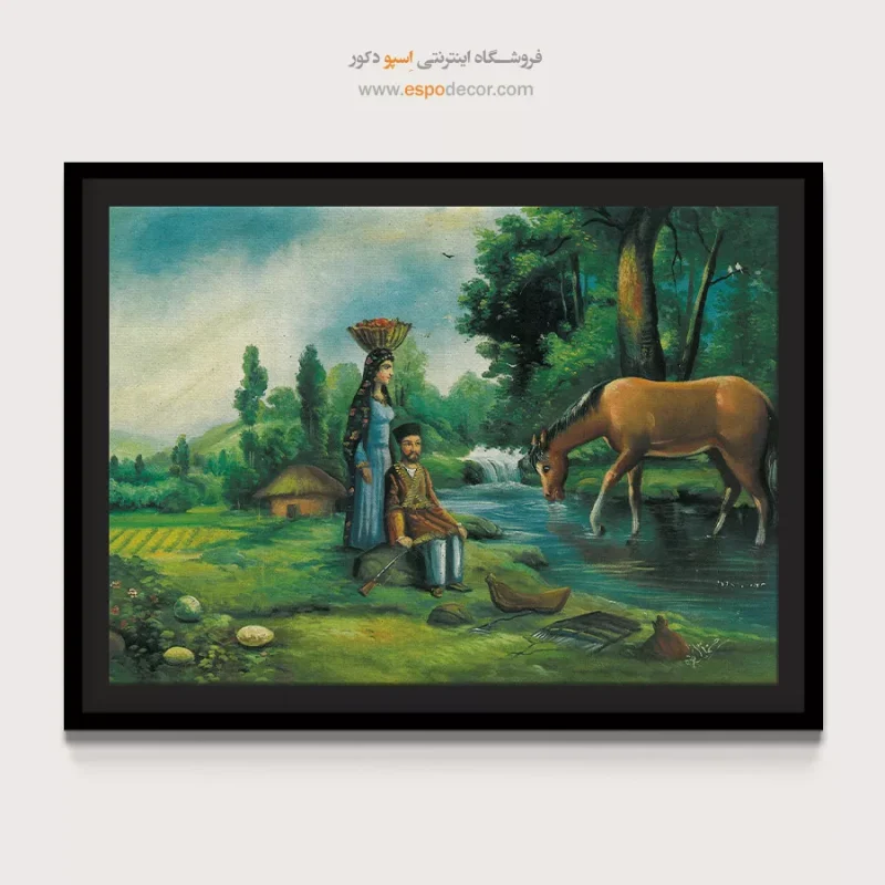 مردم روستایی - تابلو نقاشی قهوه خانه ای - Image 4