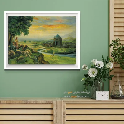 چوپان و گوسفندان – تابلو نقاشی قهوه خانه ای - اسپو دکور
