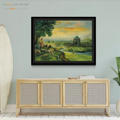 چوپان و گوسفندان – تابلو نقاشی قهوه خانه ای - اسپو دکور