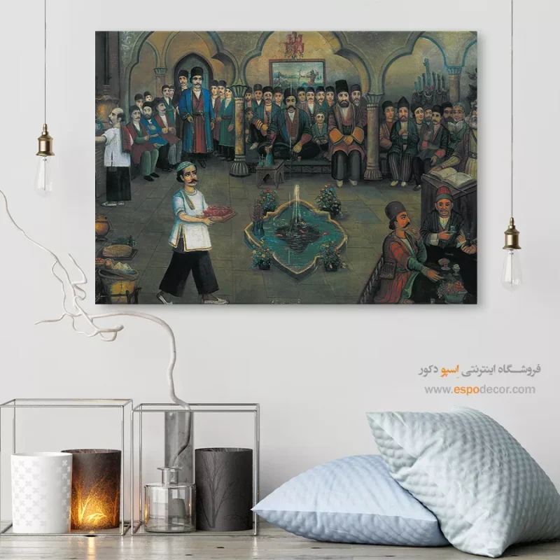 قهوه خانه زمان قدیم - تابلو نقاشی قهوه خانه ای - Image 6