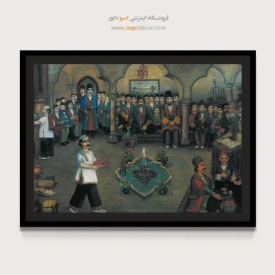 قهوه خانه زمان قدیم – تابلو نقاشی قهوه خانه ای - اسپو دکور