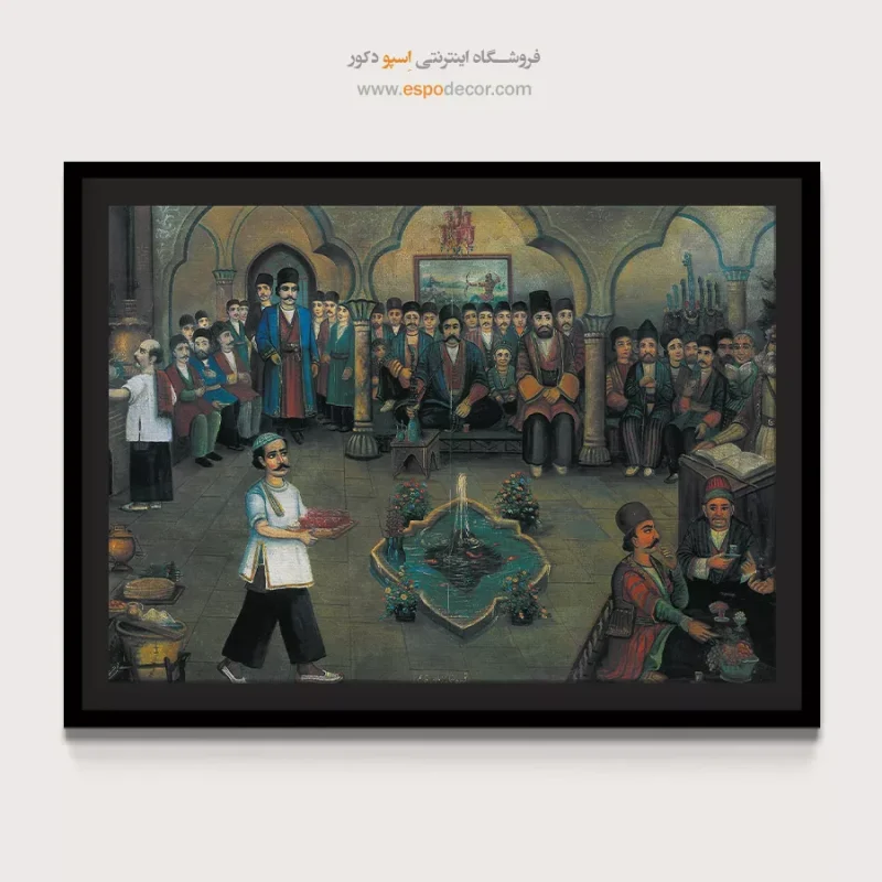 قهوه خانه زمان قدیم - تابلو نقاشی قهوه خانه ای - Image 4