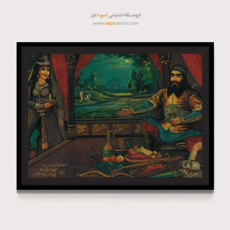 رستم و تهمینه - تابلو نقاشی قهوه خانه ای - Image 4
