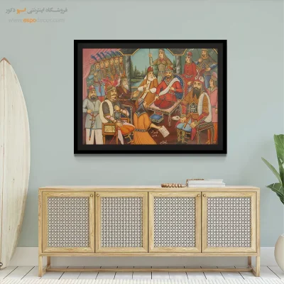 رستم به حضور شاه کیکاووس رسید – تابلو نقاشی قهوه خانه ای - اسپو دکور