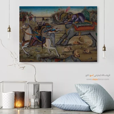 جنگ رستم و اشکبوس – تابلو نقاشی قهوه خانه ای - اسپو دکور