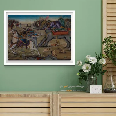 جنگ رستم و اشکبوس – تابلو نقاشی قهوه خانه ای - اسپو دکور