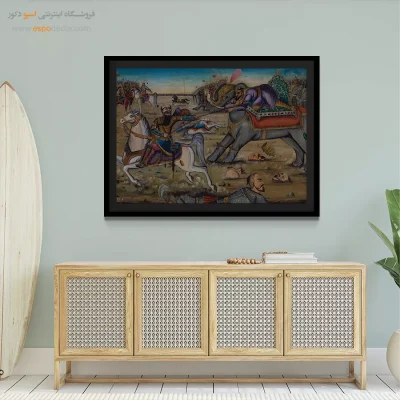 جنگ رستم و اشکبوس – تابلو نقاشی قهوه خانه ای - اسپو دکور
