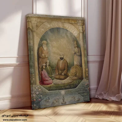 حضرت علی، حسن، حسین و رهبر صوفیان نورعلی شاه – تابلو نقاشی قهوه خانه ای - اسپو دکور