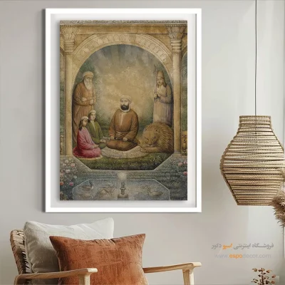 حضرت علی، حسن، حسین و رهبر صوفیان نورعلی شاه – تابلو نقاشی قهوه خانه ای - اسپو دکور