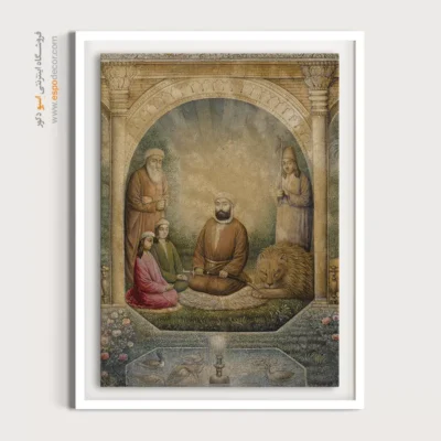 حضرت علی، حسن، حسین و رهبر صوفیان نورعلی شاه – تابلو نقاشی قهوه خانه ای - اسپو دکور