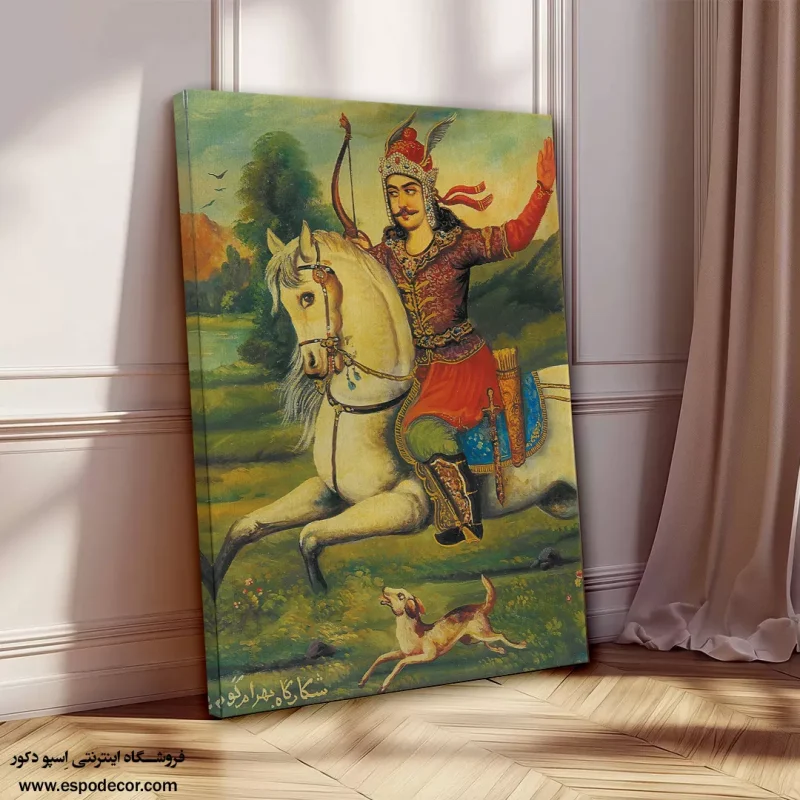 شکارگاه بهرام گور - تابلو نقاشی قهوه خانه ای - Image 7