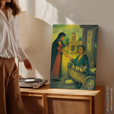 مرد مرغ فروش – تابلو نقاشی قهوه خانه ای - اسپو دکور