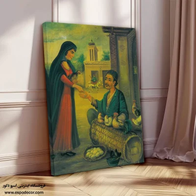 مرد مرغ فروش – تابلو نقاشی قهوه خانه ای - اسپو دکور