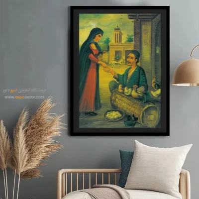 مرد مرغ فروش – تابلو نقاشی قهوه خانه ای - اسپو دکور