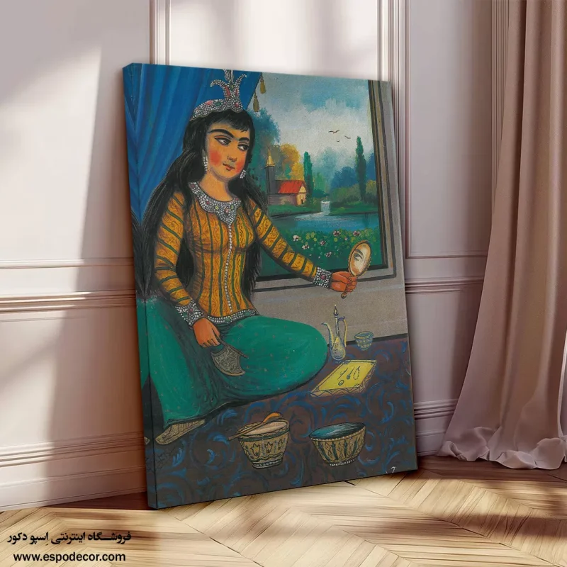 دختر ایرانی - تابلو نقاشی قهوه خانه ای - Image 7