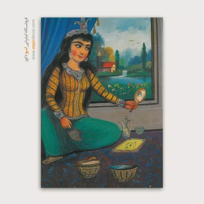 دختر ایرانی – تابلو نقاشی قهوه خانه ای
