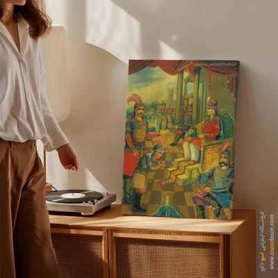 صحنه حضور سام در کاخ منوچهر شاه – تابلو نقاشی قهوه خانه ای - اسپو دکور