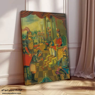 صحنه حضور سام در کاخ منوچهر شاه – تابلو نقاشی قهوه خانه ای - اسپو دکور